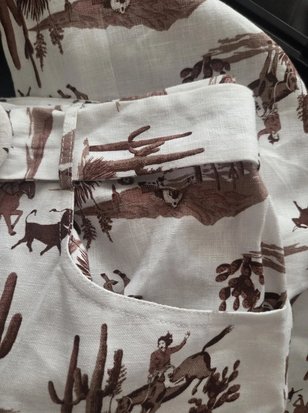 Reformation Riza 100% Linen Pants Sonora Cowboy Print High Rise Wide Leg Size 29